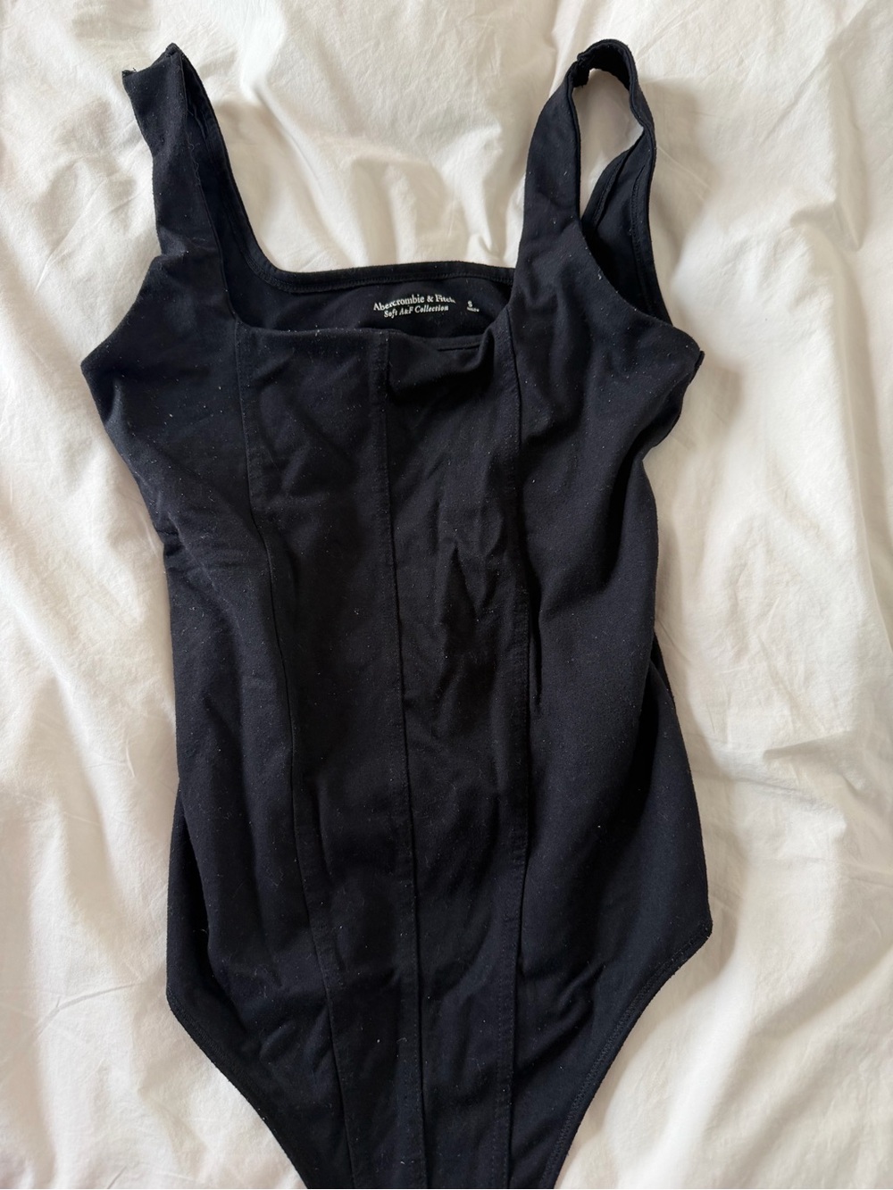 Abercrombie & Fitch Black Square-Neck Ribbed Bodysuit